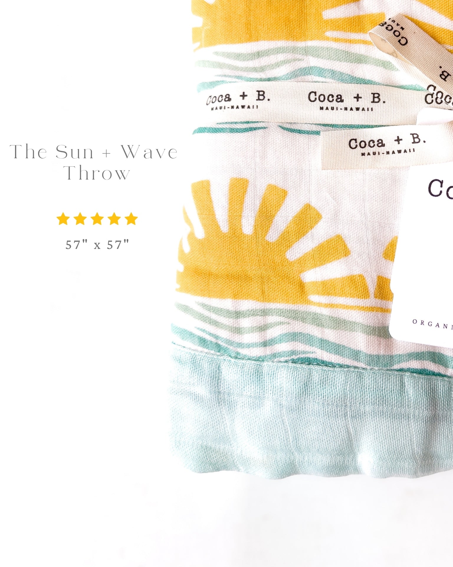 Sun + Wave Organic Muslin Throw Blanket - Coca + B.