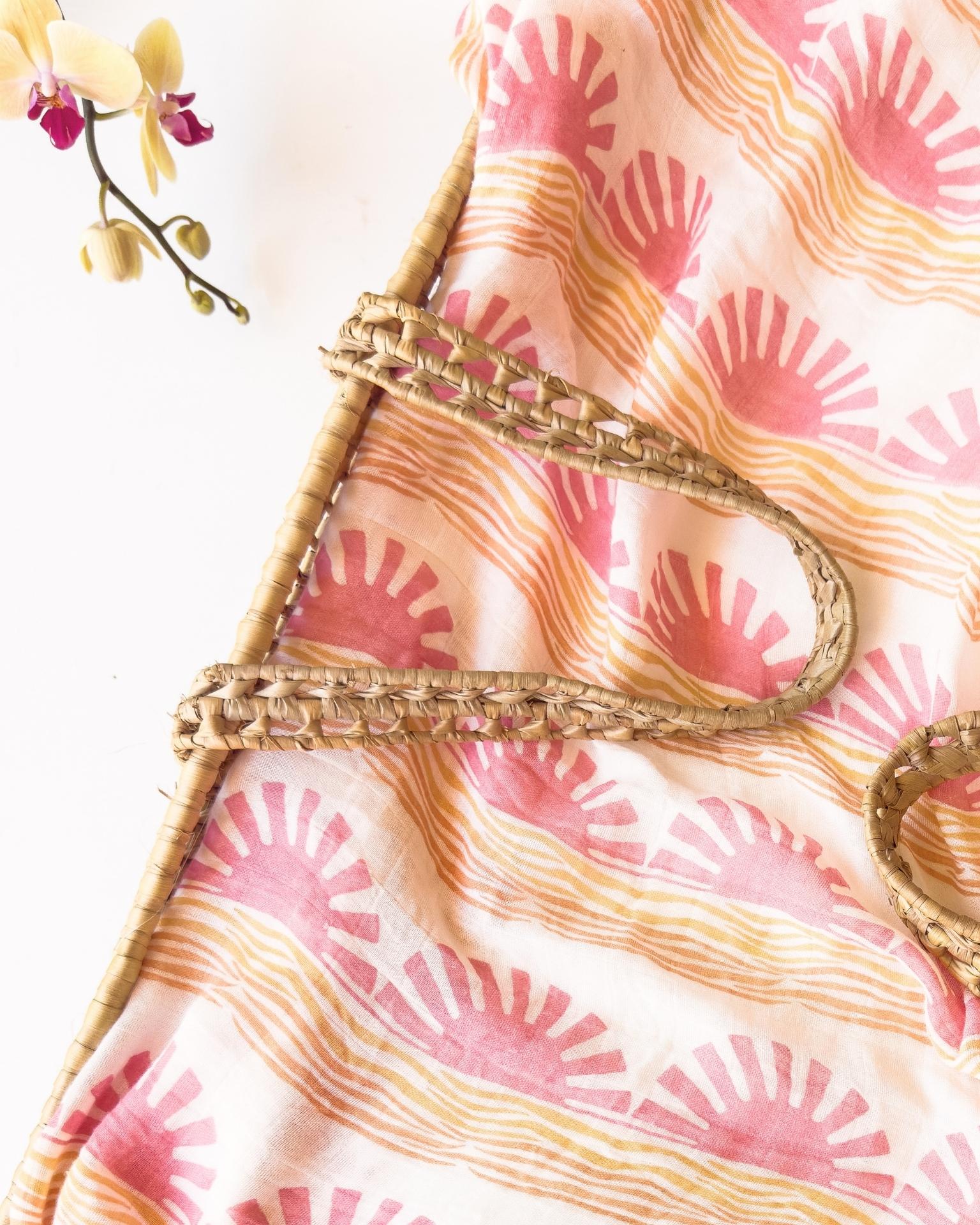 Pink Sun + Wave Organic Baby Swaddle - Coca + B.