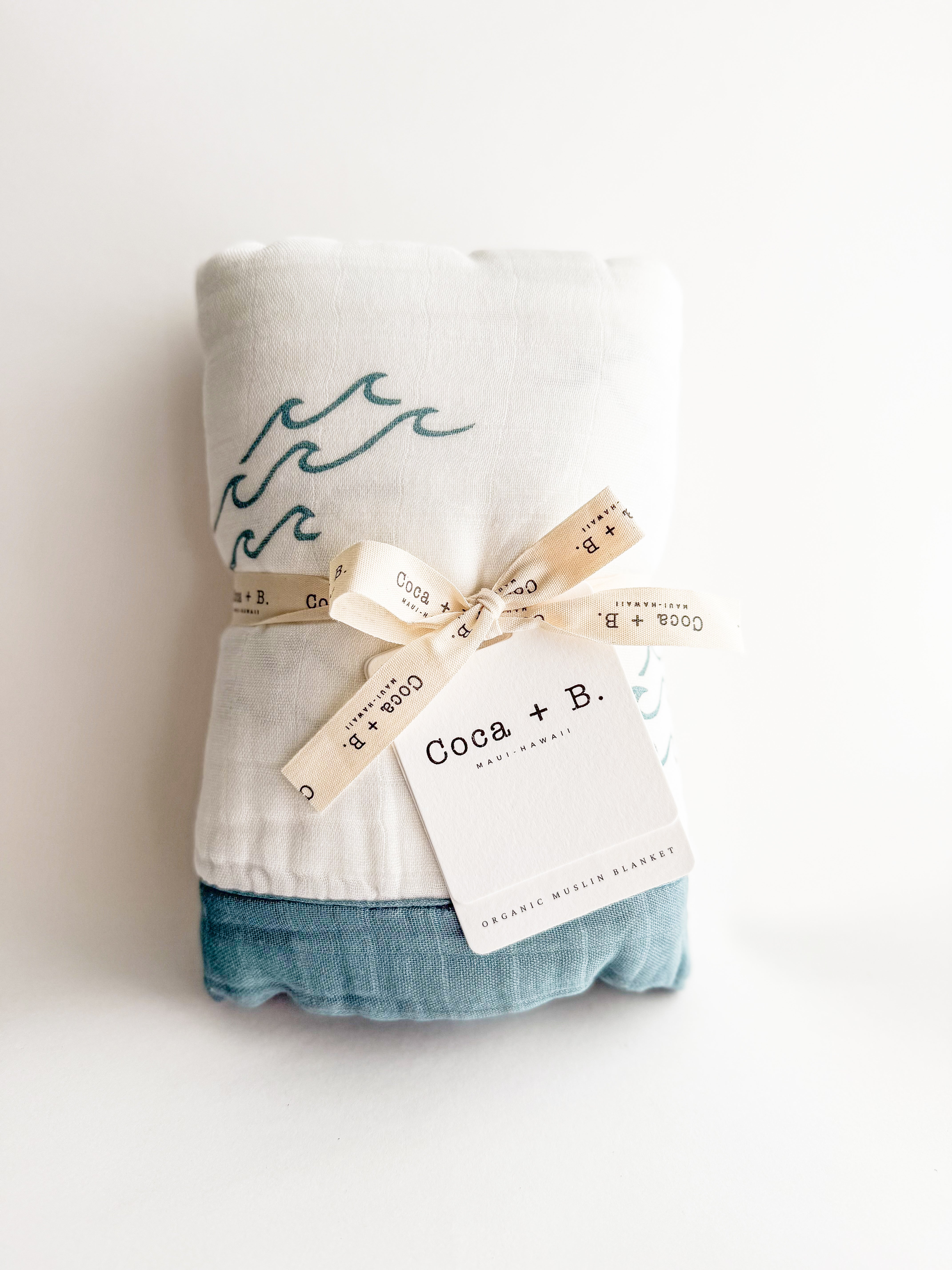 simple wave organic cotton muslin baby blanket