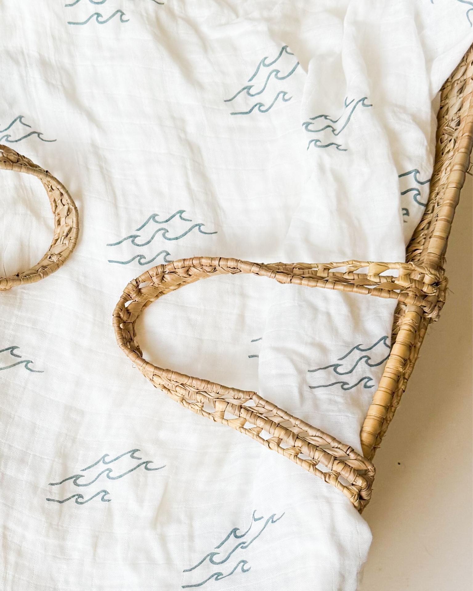 Simple Wave Print Organic Baby Swaddle - Coca + B.