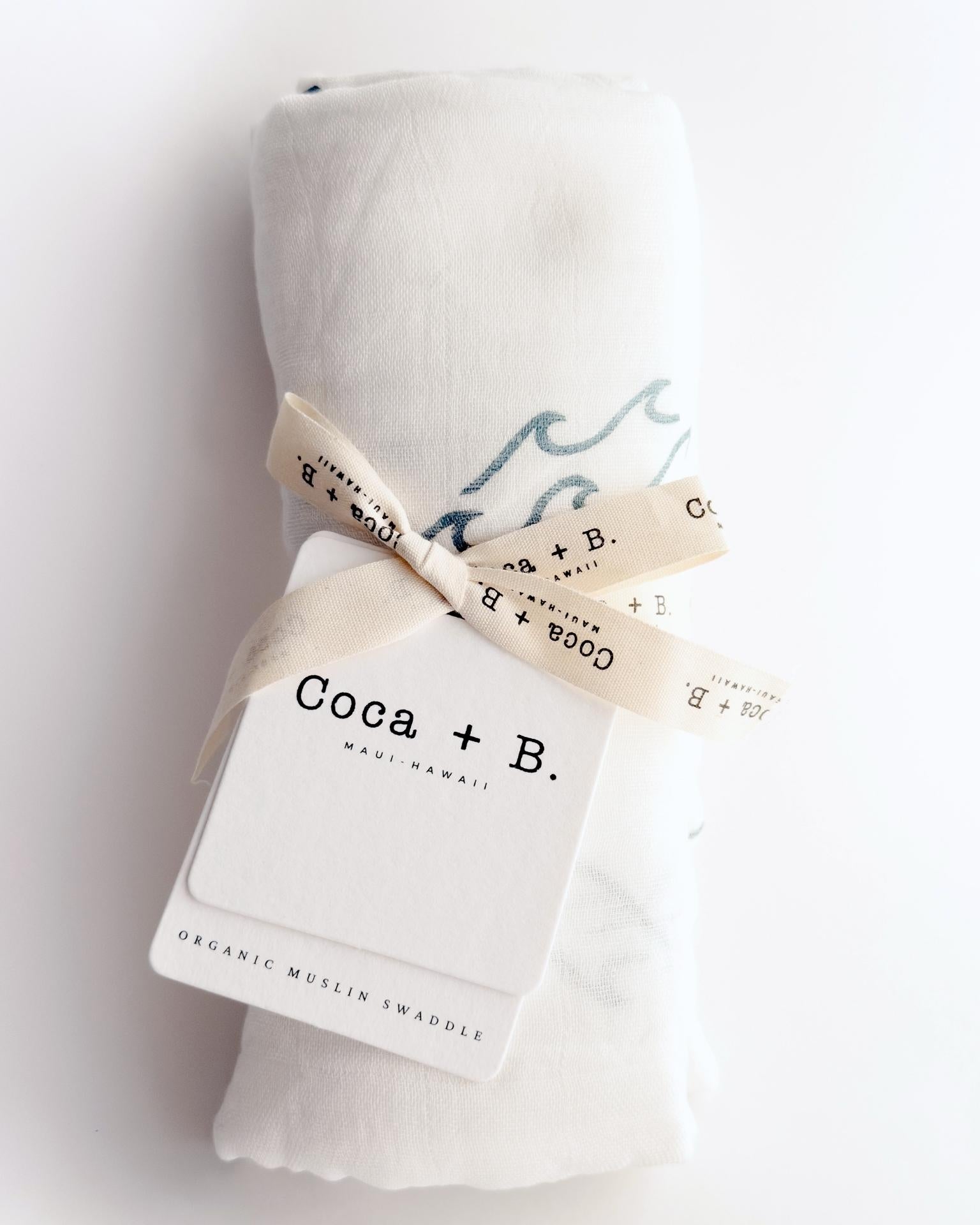 Simple Wave Print Organic Baby Swaddle - Coca + B.
