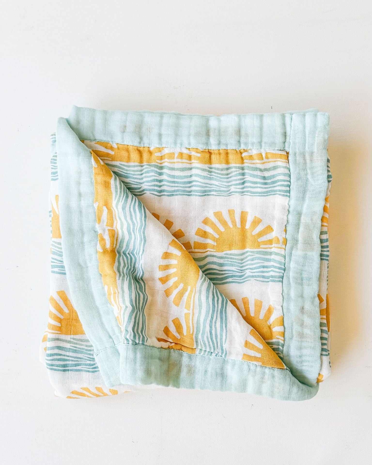 Sun + Wave Print 6-Layer Organic Baby Blanket - Coca + B.