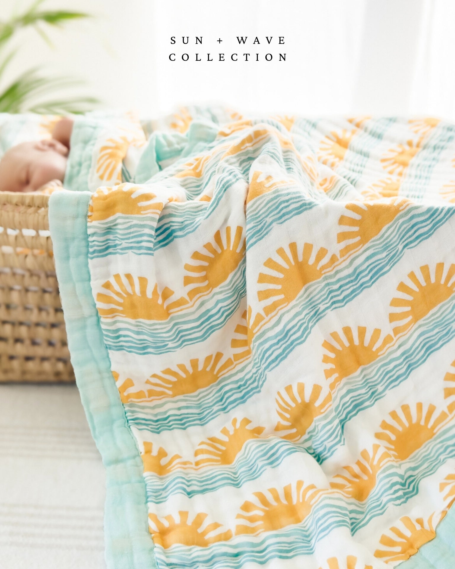 Blue Sun + Wave Organic Baby Pajamas - Coca + B.