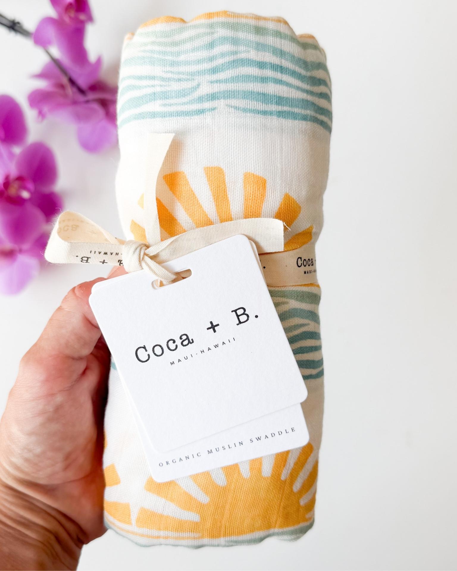 Sun + Wave Print Organic Baby Swaddle - Coca + B.