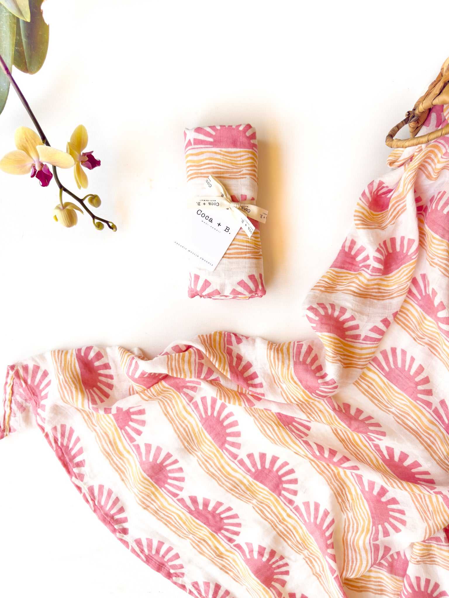 Pink Sun + Wave Swaddle - Coca + B.
