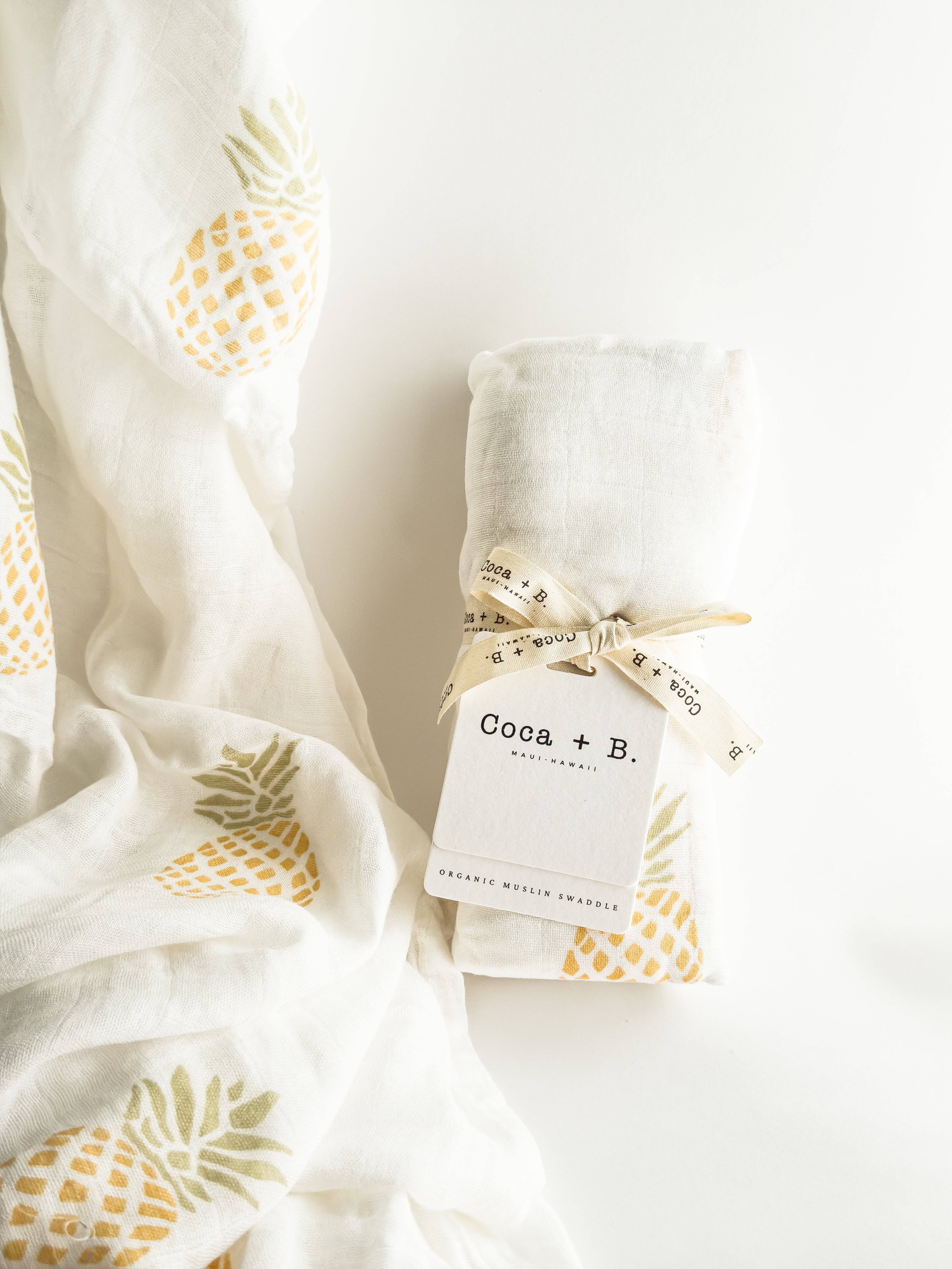 Pineapple Print Organic Bamboo Swaddle - Coca + B.
