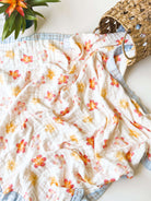 Plumeria Flower 6 Layer Organic Bamboo Muslin Blanket - Coca + B.