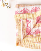 Pink Sun + Wave Print 6-Layer Organic Baby Blanket - Coca + B.