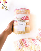 Pink Sun + Wave Print 6-Layer Organic Baby Blanket - Coca + B.