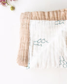 Simple Wave – Sand Trim | 6-Layer Organic Bamboo Baby Blanket - Coca + B.