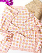 Sea Shells – Apricot Trim | 6-Layer Organic Bamboo Muslin Baby Blanket - Coca + B.
