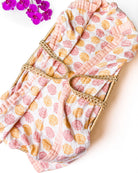 Sea Shells – Apricot Trim | 6-Layer Organic Bamboo Muslin Baby Blanket - Coca + B.