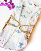 Sea Animals – Pink Trim | 6-Layer Organic Bamboo Muslin Baby Blanket - Coca + B.