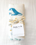 Sea Animal Print Organic Baby Swaddle - Coca + B.