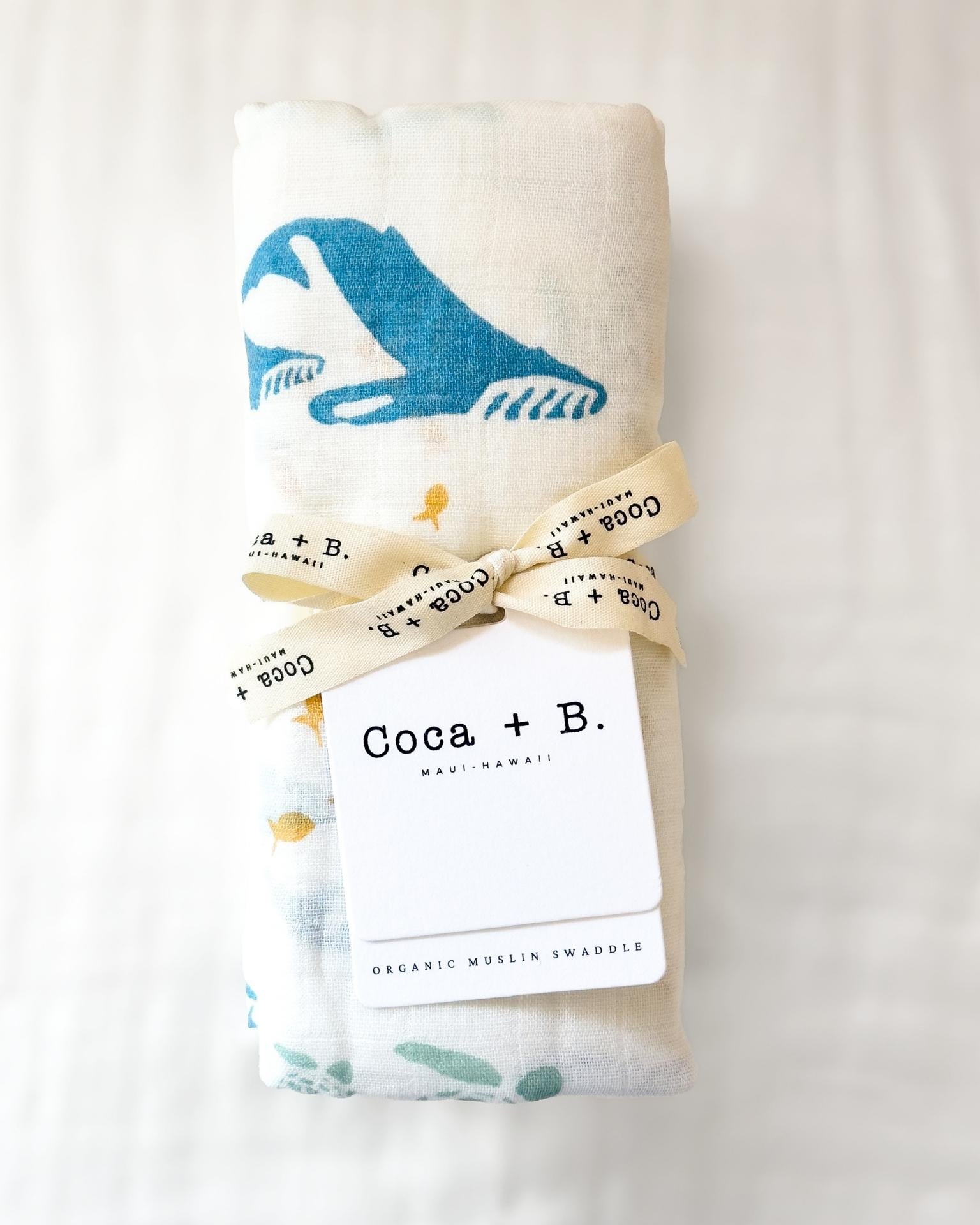 Sea Animal Print Organic Baby Swaddle - Coca + B.