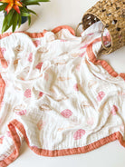 Sea Shell 6 Layer Organic Bamboo Muslin Blanket - Coca + B.