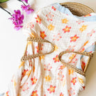 Plumeria Flower 6 Layer Organic Bamboo Muslin Blanket - Coca + B.