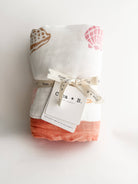 seashell print organic cotton bamboo muslin baby blanket