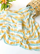 sun and ocean wave print surfer baby swaddle