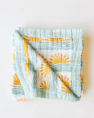 Sun + Wave Print 6-Layer Organic Baby Blanket - Coca + B.