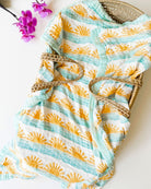 Sun + Wave Print 6-Layer Organic Baby Blanket - Coca + B.