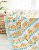Sun + Wave Print 6-Layer Organic Baby Blanket - Coca + B.