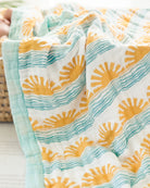 Sun + Wave Print 6-Layer Organic Baby Blanket - Coca + B.