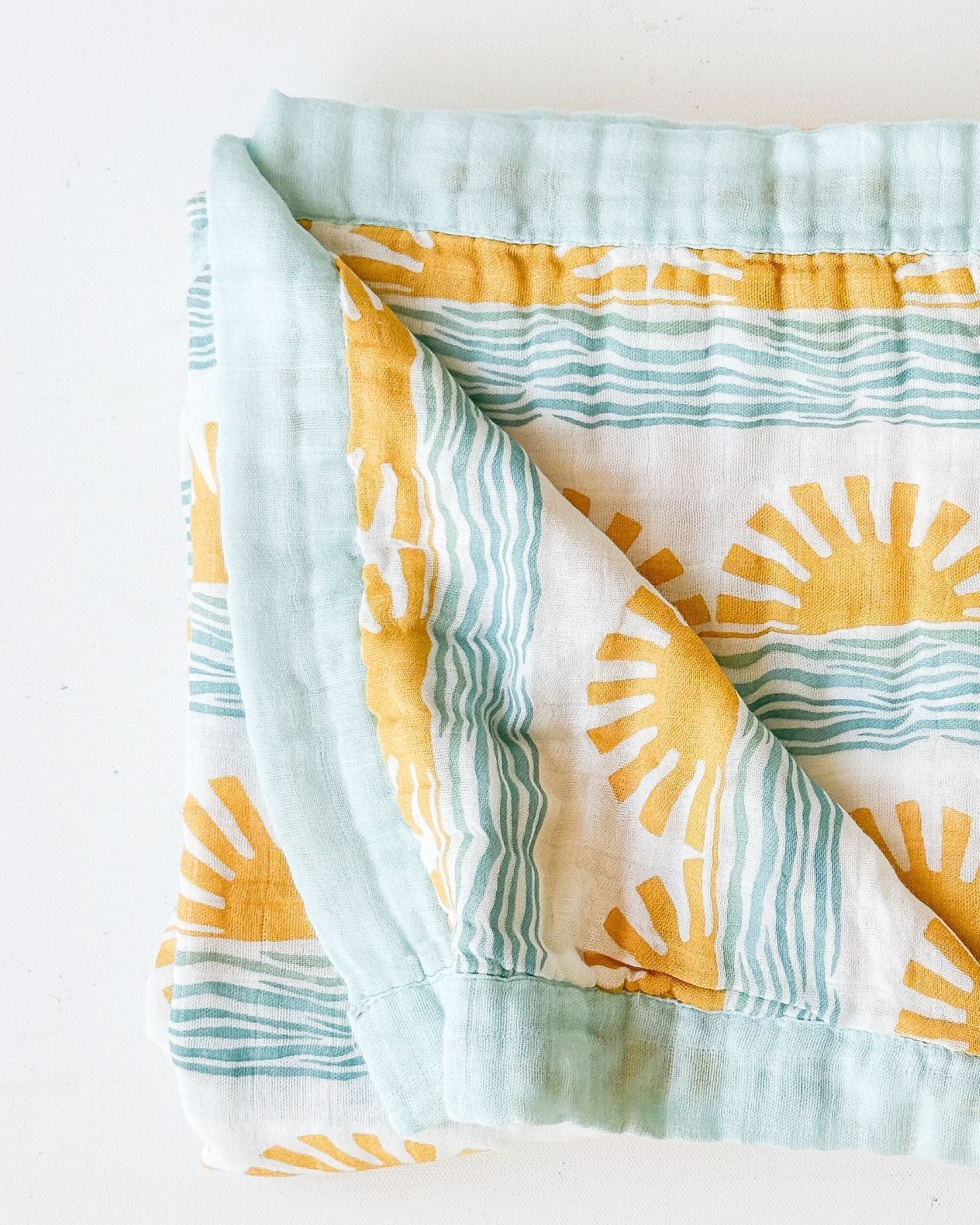 Sun + Wave Print 6-Layer Organic Baby Blanket - Coca + B.
