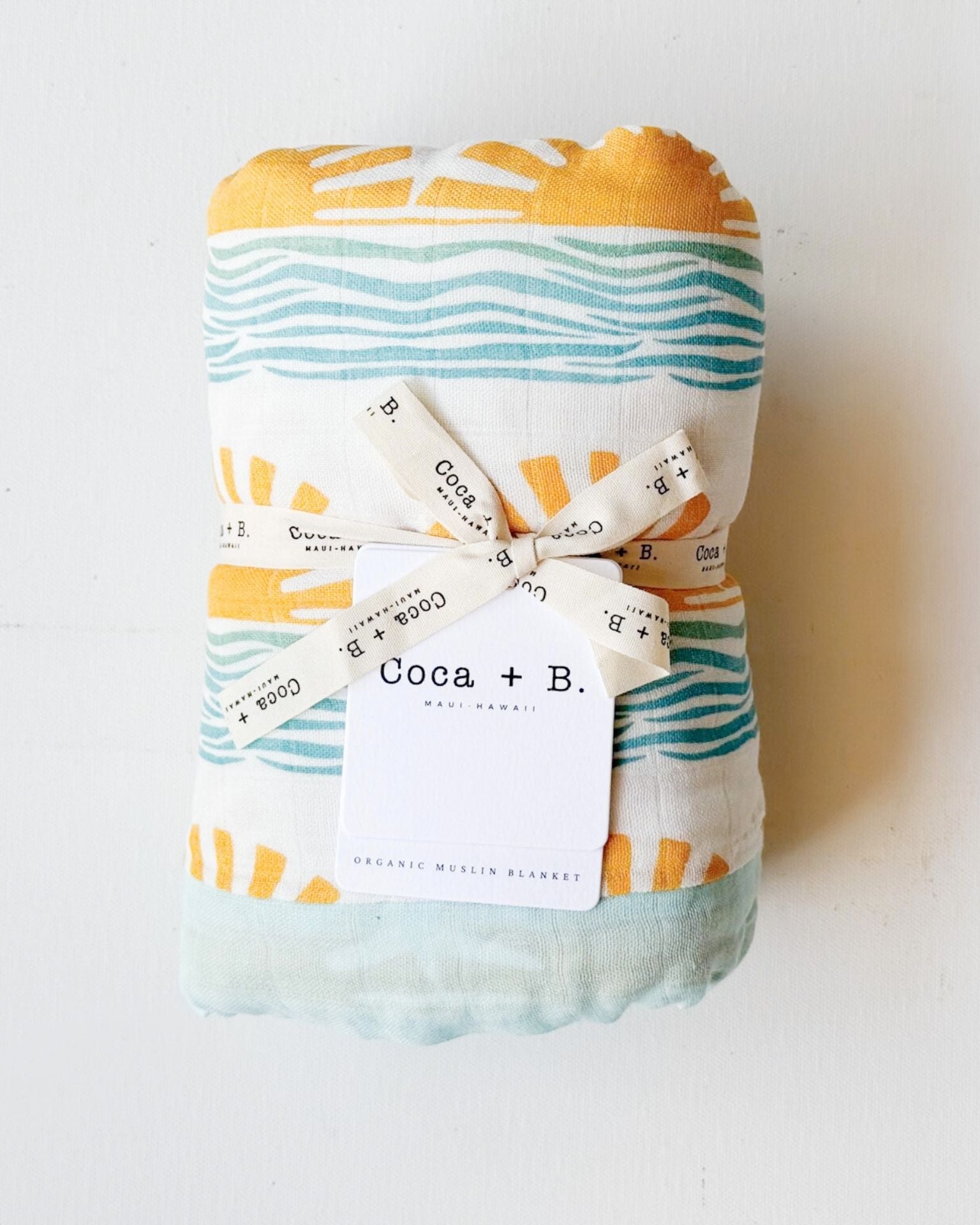 Sun + Wave Print 6-Layer Organic Baby Blanket - Coca + B.