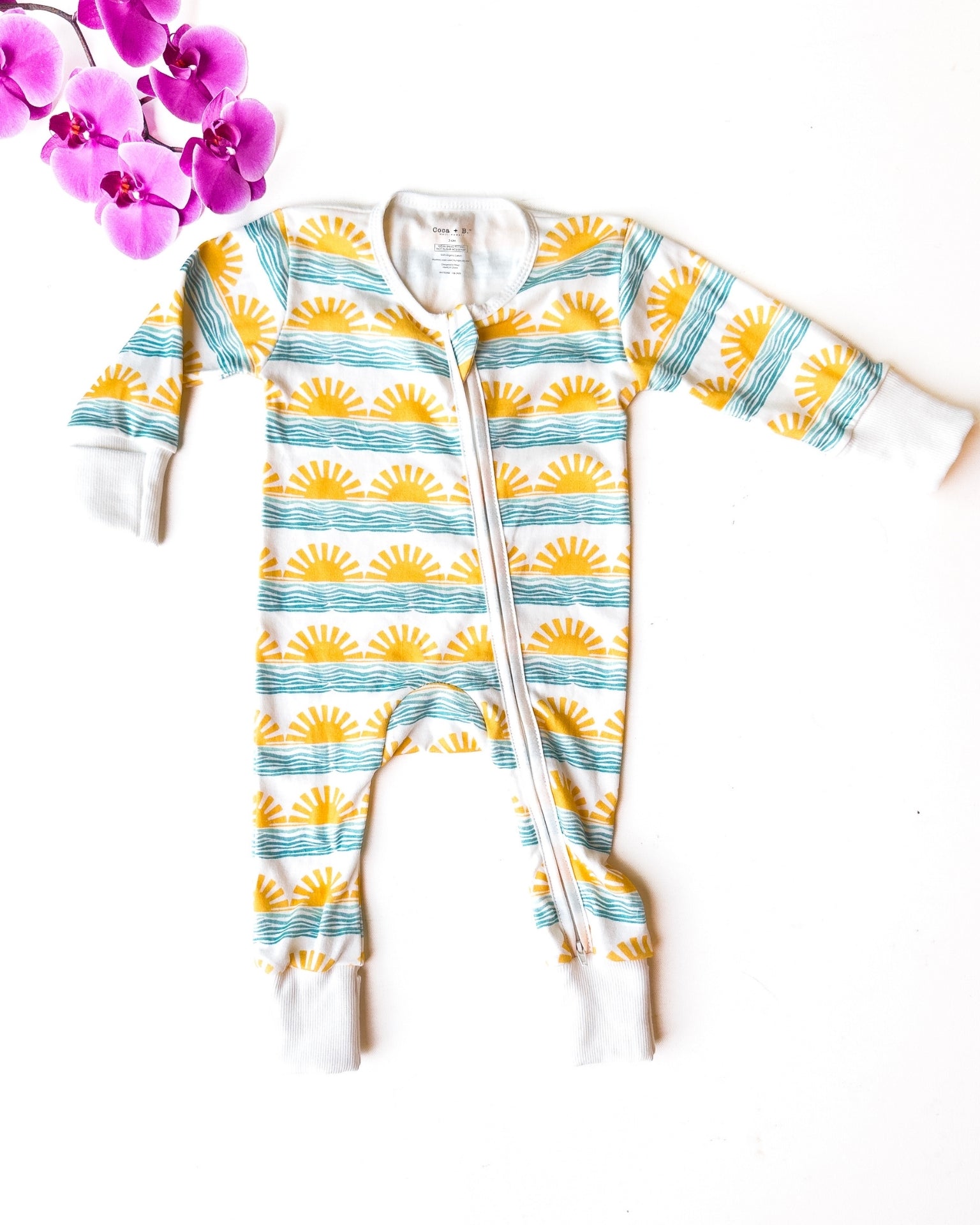 Blue Sun + Wave Organic Baby Pajamas - Coca + B.