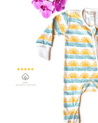 Blue Sun + Wave Organic Baby Pajamas - Coca + B.