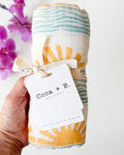 Sun + Wave Print Organic Baby Swaddle - Coca + B.