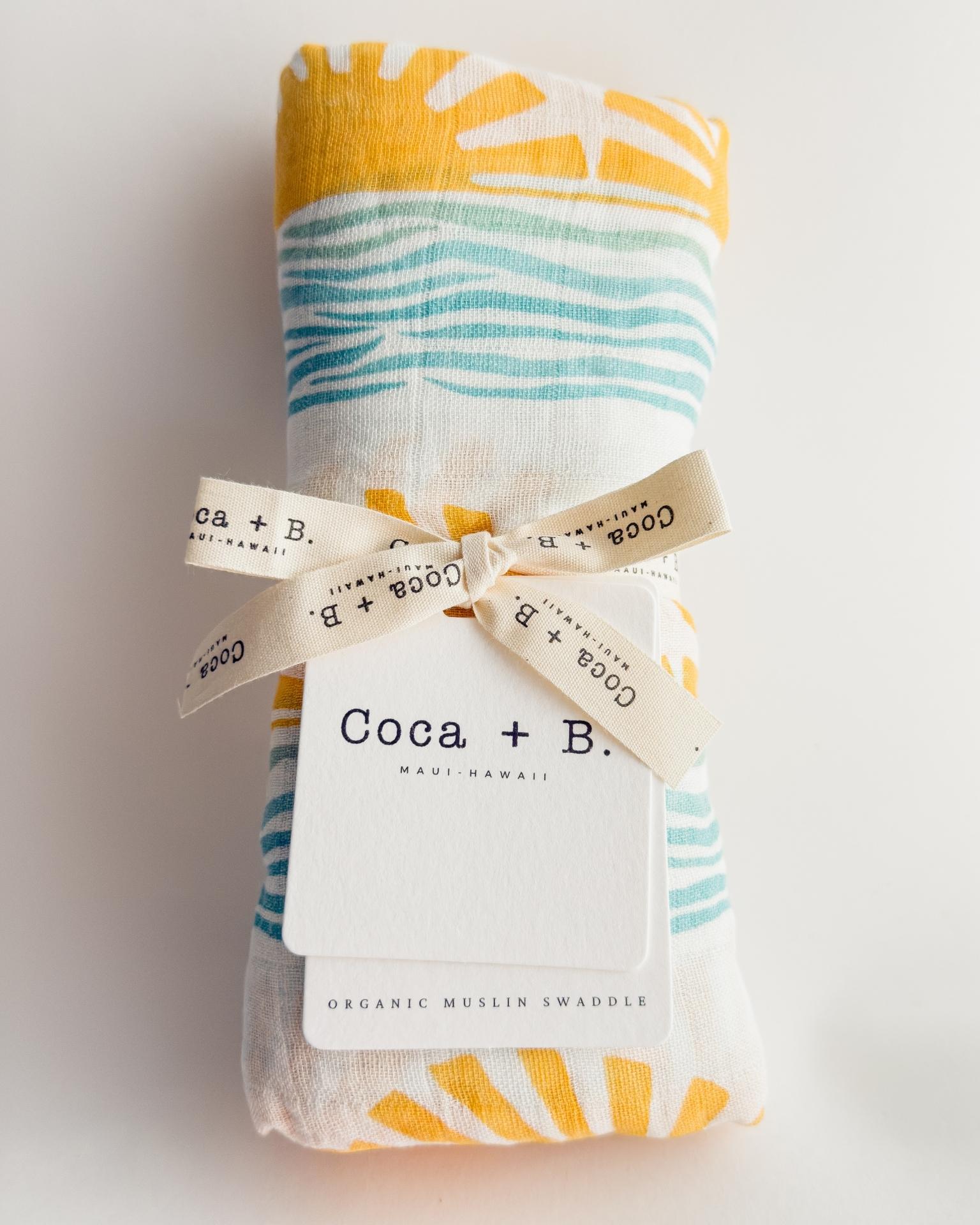 Sun + Wave Print Organic Baby Swaddle - Coca + B.