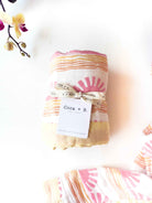 Pink Sun + Wave 6 Layer Organic Bamboo Muslin Blanket - Coca + B.