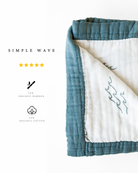 Simple Wave Print 6-Layer Organic Baby Blanket - Coca + B.